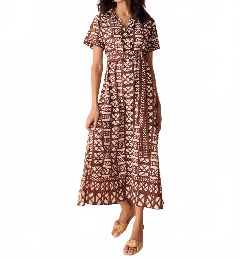 NEW OMIKA amira shirtdress maxi dress in nari cacao